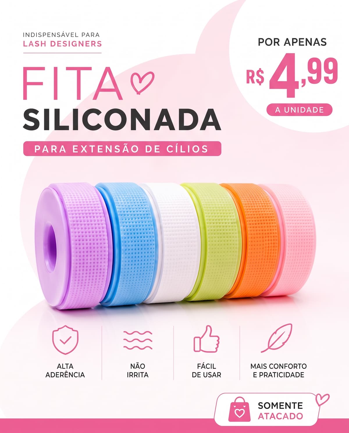 Fita siliconada para extensão de cílios