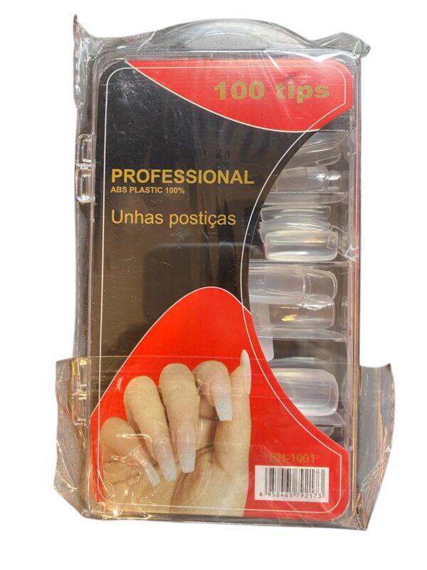 Postiça Transparente com 100 Unidades