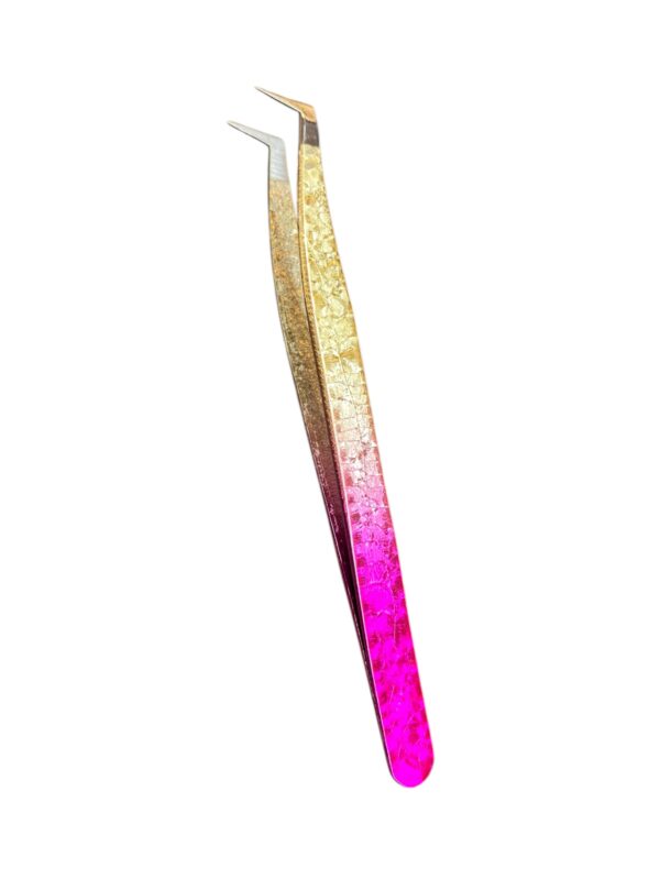 Pinça de Cílios Dourada e Rosa para Volume Russo - Kiss She