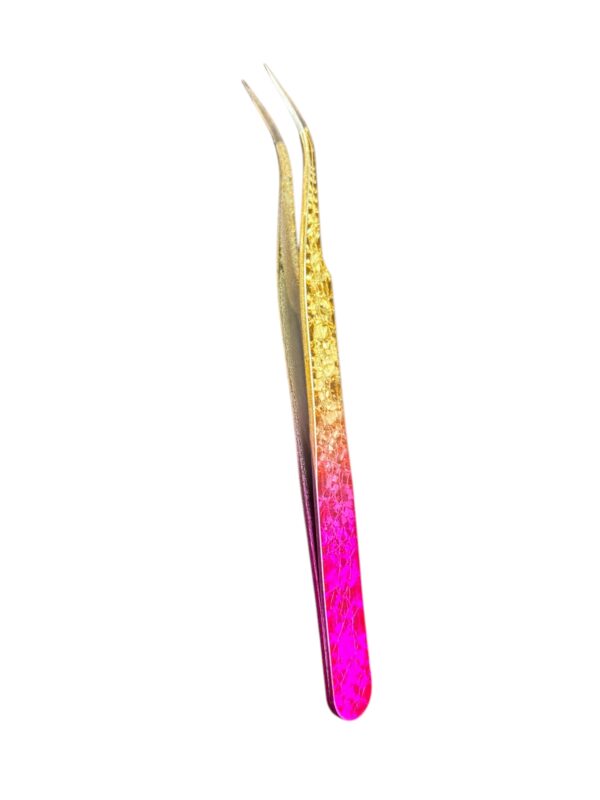 Pinça de Cílios Dourada e Rosa Semi Curva - Aoyasiyue