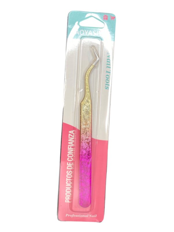 Pinça de Cílios Dourada e Rosa em S - Aoyasiyue - Imagem 2