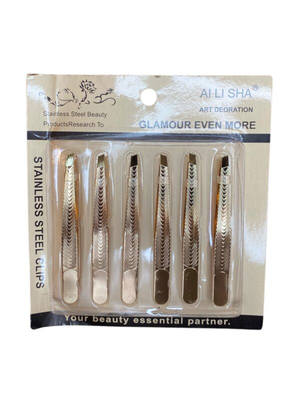 Kit 6 Pinças de Sobrancelha Ponta Chanfrada